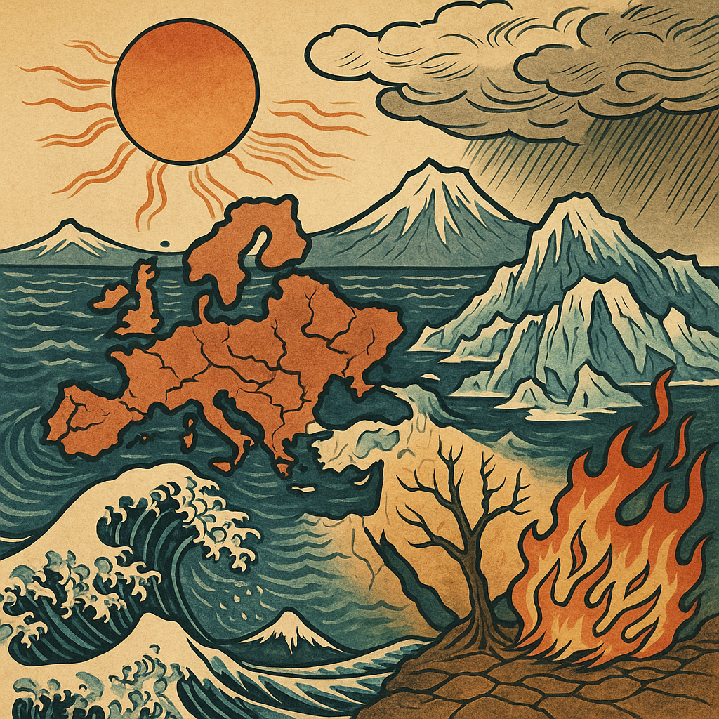 Ukiyo-e Stil Klimakrise Europa